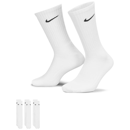 Klasyczne skarpety treningowe Nike Cushioned (3 pary) - Biel Nike 34-38 Nike poland