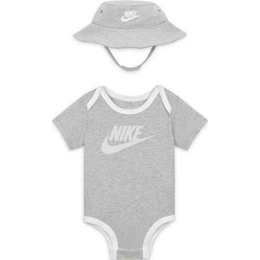 Dwuczęściowy zestaw dla niemowląt kapelusz i body Nike Core - Szary Nike 0-6M Nike poland