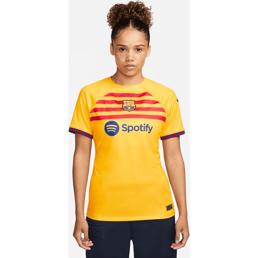 Damska koszulka piłkarska Nike Dri-FIT FC Barcelona Stadium 2023/24 (wersja czwarta) - Żółty ze sklepu Nike poland w kategorii Bluzki damskie - zdjęcie 161520906