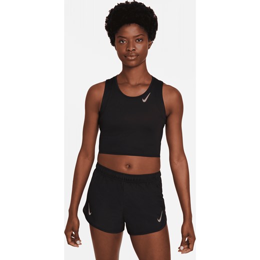 Damska krótka koszulka bez rękawów do biegania Nike Dri-FIT Race - Czerń ze sklepu Nike poland w kategorii Bluzki damskie - zdjęcie 161520959