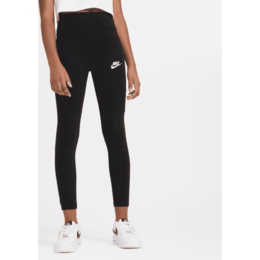 Legginsy z wysokim stanem dla dużych dzieci (dziewcząt) Nike Sportswear Favorites - Czerń ze sklepu Nike poland w kategorii Spodnie dziewczęce - zdjęcie 161522539