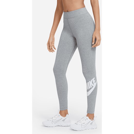 Damskie legginsy z wysokim stanem i logo Nike Sportswear Essential - Szary ze sklepu Nike poland w kategorii Spodnie damskie - zdjęcie 161522597
