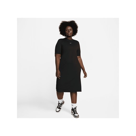 Damska sukienka midi Nike Sportswear Essential (duże rozmiary) - Czerń ze sklepu Nike poland w kategorii Sukienki - zdjęcie 161522818