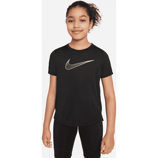 Koszulka treningowa z krótkim rękawem dla dużych dzieci (dziewcząt) Dri-FIT Nike One - Czerń ze sklepu Nike poland w kategorii Bluzki dziewczęce - zdjęcie 161522839