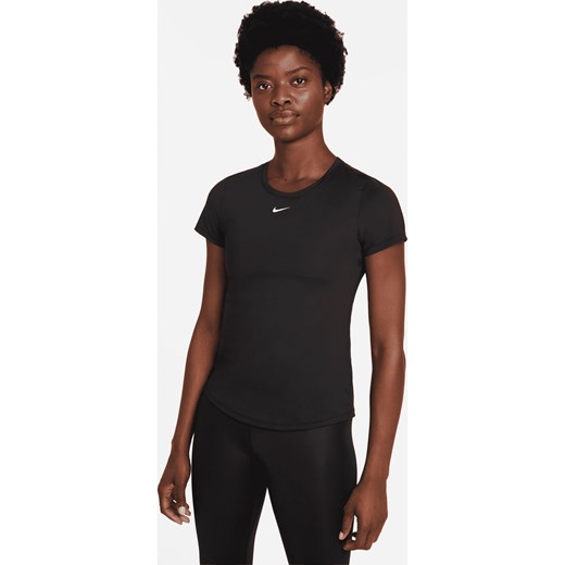 Damska koszulka z krótkim rękawem o dopasowanym kroju Nike Dri-FIT One - Czerń ze sklepu Nike poland w kategorii Bluzki damskie - zdjęcie 161523099
