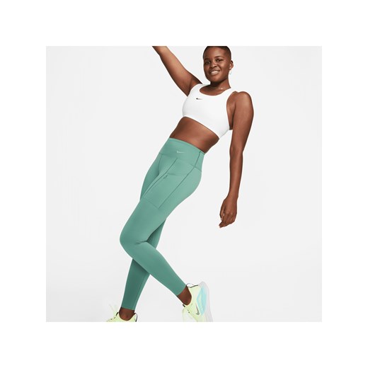 Damskie legginsy o pełnej długości ze średnim stanem i kieszeniami zapewniające mocne wsparcie Nike Go - Zieleń ze sklepu Nike poland w kategorii Spodnie damskie - zdjęcie 161524435