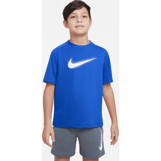 Koszulka treningowa z nadrukiem dla dużych dzieci (chłopców) Nike Dri-FIT Multi - Niebieski ze sklepu Nike poland w kategorii T-shirty chłopięce - zdjęcie 161524905
