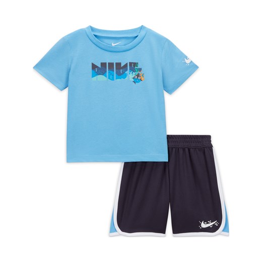 Dwuczęściowy zestaw dla niemowląt Nike Sportswear Coral Reef Mesh Shorts Set - Szary ze sklepu Nike poland w kategorii Komplety niemowlęce - zdjęcie 161524915