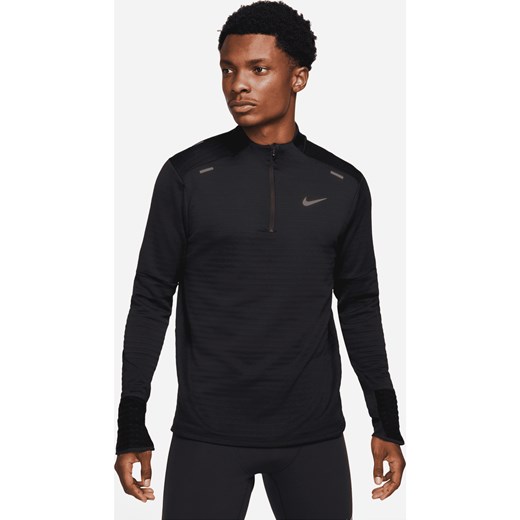 Męska bluza do biegania z zamkiem 1/4 Nike Therma-FIT Repel - Czerń ze sklepu Nike poland w kategorii Bluzy męskie - zdjęcie 161525938
