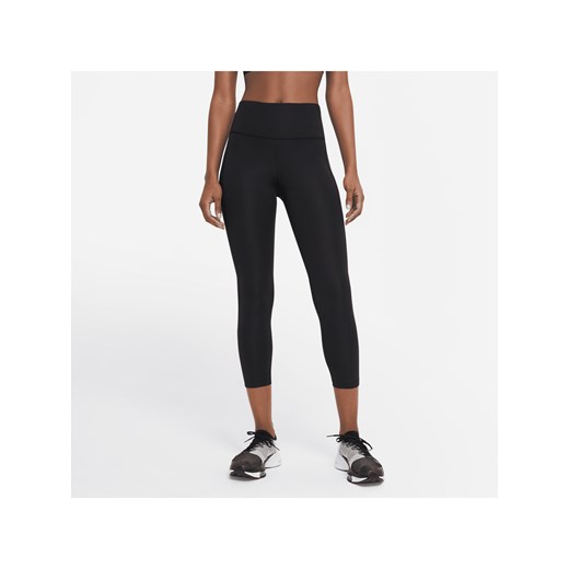 Damskie legginsy ze średnim stanem o skróconym kroju do biegania Nike Fast - Czerń ze sklepu Nike poland w kategorii Spodnie damskie - zdjęcie 161526379