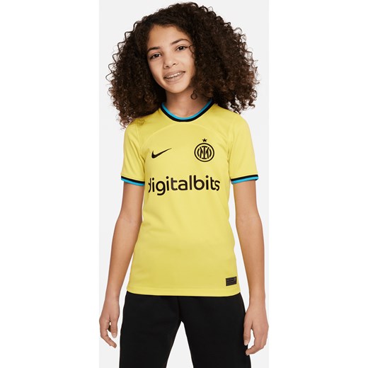 Koszulka piłkarska dla dużych dzieci Nike Dri-FIT Inter Mediolan Stadium 2022/23 (wersja trzecia) - Żółty ze sklepu Nike poland w kategorii Bluzki dziewczęce - zdjęcie 161526788