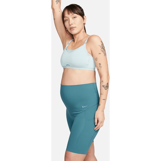 Damskie ciążowe kolarki z wysokim stanem i kieszeniami zapewniające delikatne wsparcie Nike Zenvy (M) 21 cm - Niebieski ze sklepu Nike poland w kategorii Spodenki ciążowe - zdjęcie 161527126