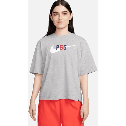 Damski T-shirt piłkarski NikeParis Saint-Germain Swoosh - Szary ze sklepu Nike poland w kategorii Bluzki damskie - zdjęcie 161527539