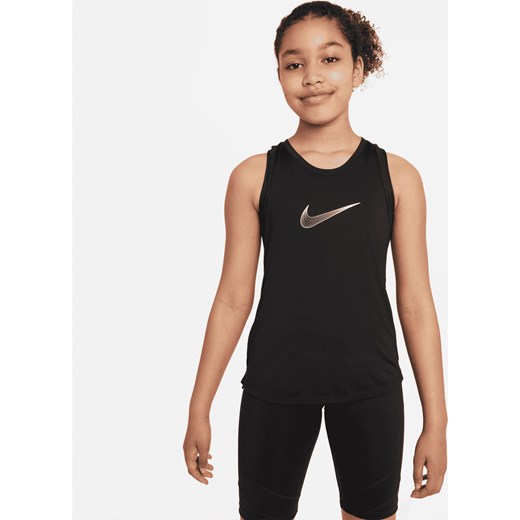 Koszulka treningowa bez rękawów dla dużych dzieci (dziewcząt) Dri-FIT Nike One - Czerń ze sklepu Nike poland w kategorii Bluzki dziewczęce - zdjęcie 161528016