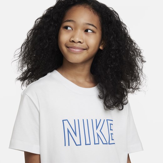 Bluzka dziewczęca Nike biała z krótkimi rękawami
