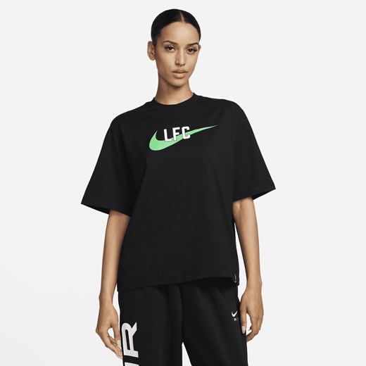 Bluzka damska Nike czarna z krótkim rękawem z okrągłym dekoltem
