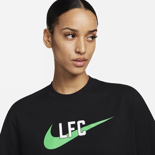 Bluzka damska Nike bawełniana czarna z krótkim rękawem z okrągłym dekoltem