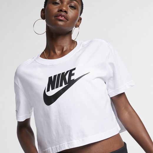Bluzka damska Nike z napisami z bawełny z okrągłym dekoltem z krótkimi rękawami 