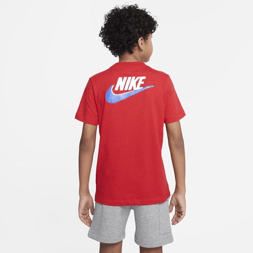 Czerwony t-shirt chłopięce Nike z krótkim rękawem 