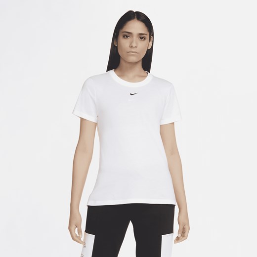 Bluzka damska biała Nike z okrągłym dekoltem z krótkim rękawem 