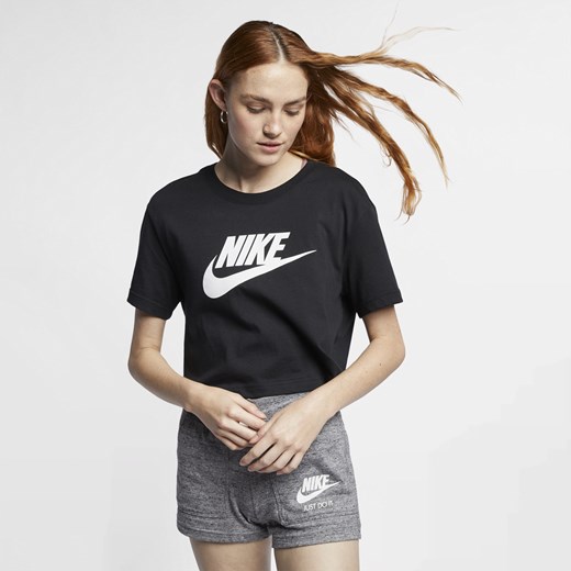 Damski T-shirt o krótkim kroju z logo Nike Sportswear Essential - Czerń Nike XL (EU 48-50) Nike poland