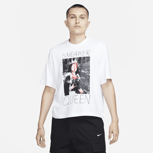 Bluzka damska Nike biała bawełniana w sportowym stylu z okrągłym dekoltem