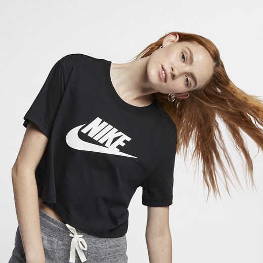 Damski T-shirt o krótkim kroju z logo Nike Sportswear Essential - Czerń Nike XL (EU 48-50) Nike poland