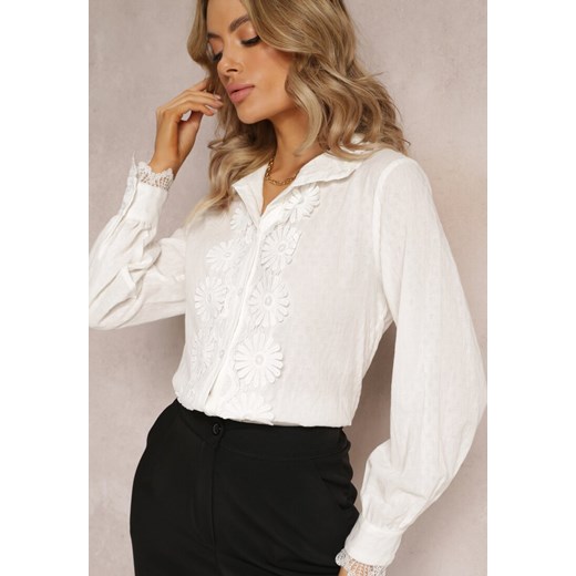 Biała Koszula z Koronką i Kołnierzem Ranamas ze sklepu Renee odzież w kategorii Koszule damskie - zdjęcie 161561596