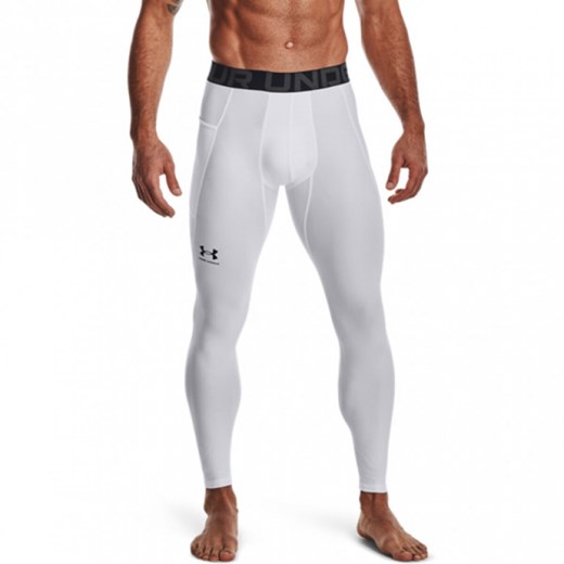 Męskie legginsy treningowe UNDER ARMOUR UA HG Armour Leggings - białe ze sklepu Sportstylestory.com w kategorii Spodnie męskie - zdjęcie 161562608