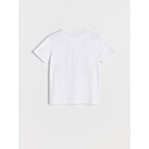 T-shirt chłopięce Reserved w nadruki z krótkim rękawem biały 