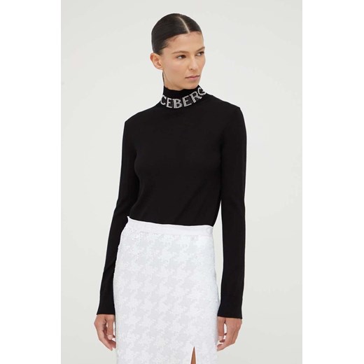 Iceberg sweter wełniany damski kolor czarny lekki z golfem Iceberg M ANSWEAR.com
