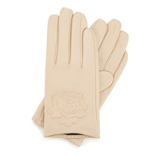 Damskie rękawiczki skórzane z wytłoczoną różą S WITTCHEN