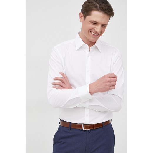 BOSS koszula 50469345 męska kolor biały slim z kołnierzykiem klasycznym 50469345 ze sklepu ANSWEAR.com w kategorii Koszule męskie - zdjęcie 161570906