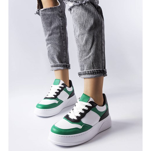 Biało-zielone buty na grubszej podeszwie Baron ze sklepu gemre w kategorii Buty sportowe damskie - zdjęcie 161573865