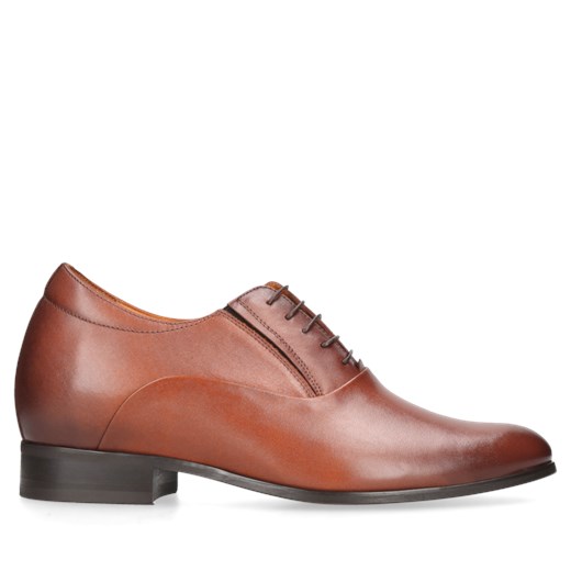 Brązowe buty podwyższające Dustin + 7 cm, Conhpol - Polski producent, oxfordy, Conhpol 43 Konopka Shoes