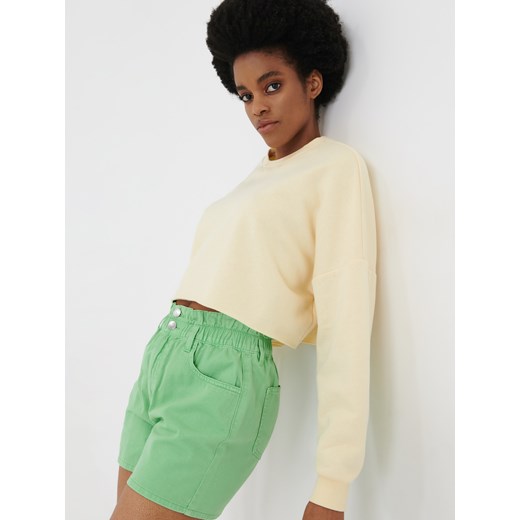 Sinsay - Szorty jeansowe high waist - zielony Sinsay 36 Sinsay