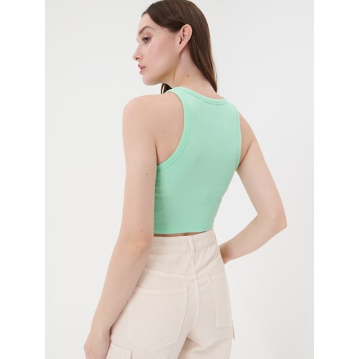 Sinsay - Crop top w prążki - turkusowy Sinsay L Sinsay