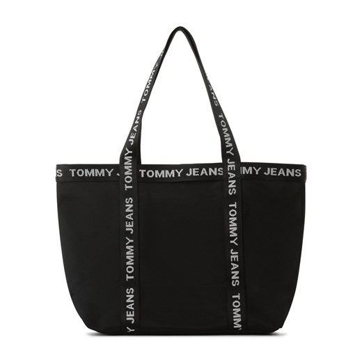 Shopper bag czarna Tommy Jeans matowa na ramię w stylu młodzieżowym 