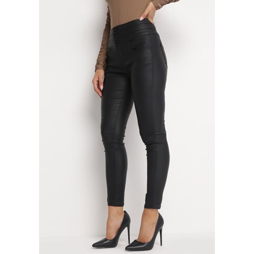 Czarne Spodnie Skinny z Imitacji Skóry Merttis ze sklepu Born2be Odzież w kategorii Spodnie damskie - zdjęcie 161591267