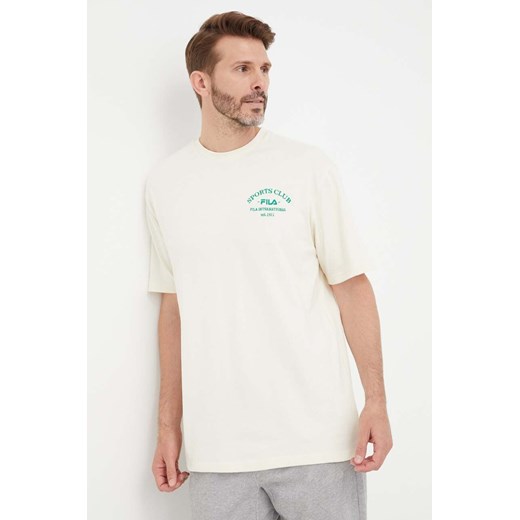 Fila t-shirt bawełniany kolor beżowy gładki ze sklepu ANSWEAR.com w kategorii T-shirty męskie - zdjęcie 161607976