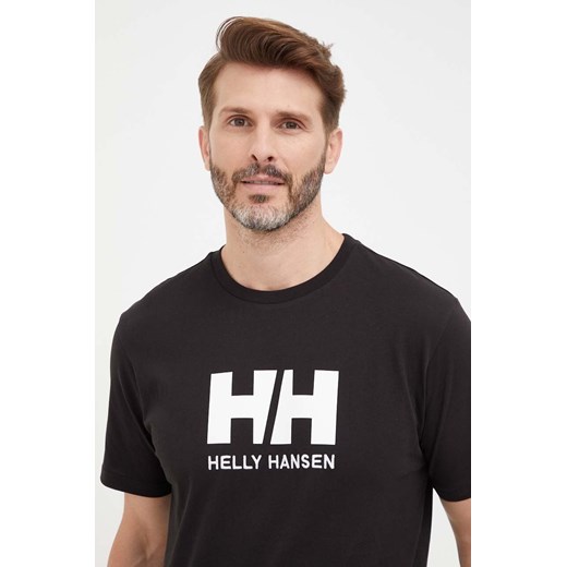 Helly Hansen t-shirt HH LOGO T-SHIRT męski kolor czarny z aplikacją 33979 ze sklepu ANSWEAR.com w kategorii T-shirty męskie - zdjęcie 161608127