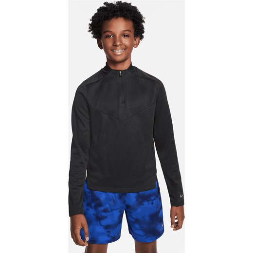 Koszulka treningowa z zamkiem 1/2 dla dużych dzieci (chłopców) Nike Dri-FIT Multi Tech - Czerń ze sklepu Nike poland w kategorii T-shirty chłopięce - zdjęcie 161609775