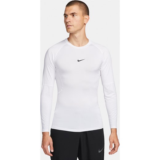 Męska przylegająca koszulka z długim rękawem do fitnessu Dri-FIT Nike Pro - Biel ze sklepu Nike poland w kategorii T-shirty męskie - zdjęcie 161609857