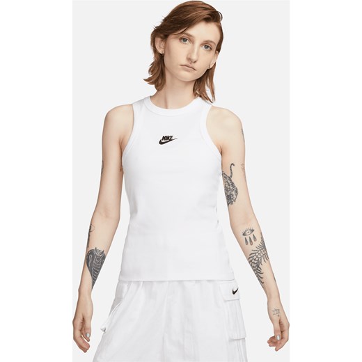 Damska prążkowana koszulka bez rękawów Nike Sportswear - Biel ze sklepu Nike poland w kategorii Bluzki damskie - zdjęcie 161609879