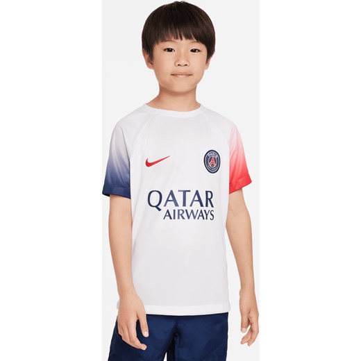 Przedmeczowa koszulka piłkarska dla dużych dzieci Nike Dri-FIT Paris Saint-Germain Academy Pro (wersja wyjazdowa) - Biel ze sklepu Nike poland w kategorii T-shirty chłopięce - zdjęcie 161610125