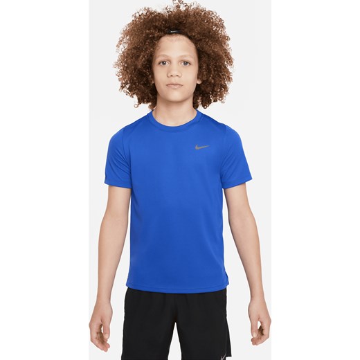 Koszulka treningowa z krótkim rękawem dla dużych dzieci (chłopców) Nike Dri-FIT Miler - Niebieski ze sklepu Nike poland w kategorii T-shirty chłopięce - zdjęcie 161610297