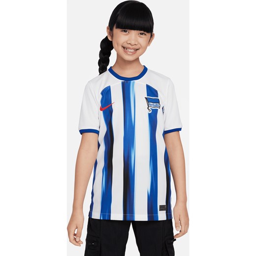 Koszulka piłkarska dla starszych dzieci Nike Dri-FIT Hertha BSC Stadium 2023/24 (wersja domowa) - Biel ze sklepu Nike poland w kategorii Bluzki dziewczęce - zdjęcie 161610426
