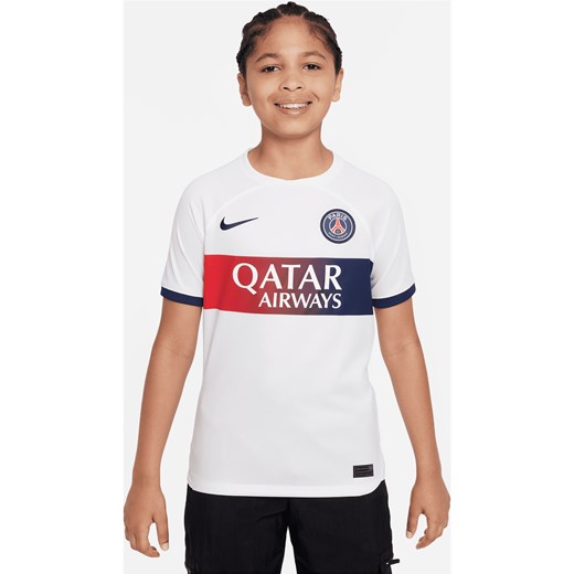 Koszulka piłkarska dla dużych dzieci Nike Dri-FIT Paris Saint-Germain Stadium 2023/24 (wersja wyjazdowa) - Biel ze sklepu Nike poland w kategorii T-shirty chłopięce - zdjęcie 161610545
