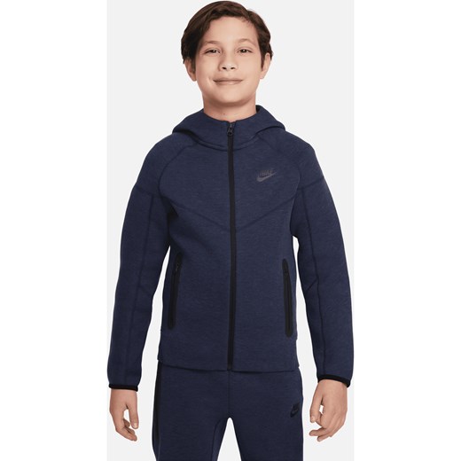 Rozpinana bluza z kapturem dla dużych dzieci (chłopców) Nike Sportswear Tech Fleece - Niebieski ze sklepu Nike poland w kategorii Bluzy chłopięce - zdjęcie 161610697