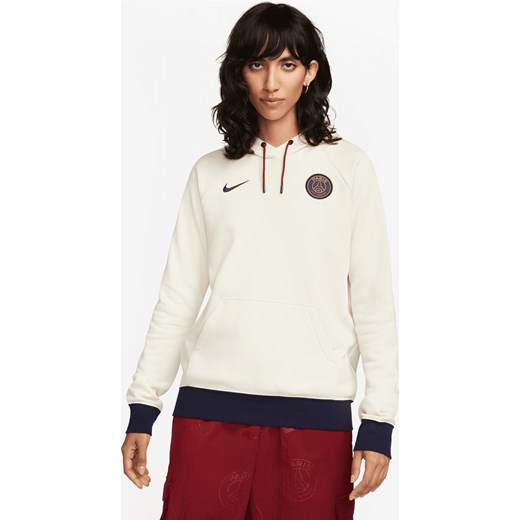 Damska dzianinowa bluza piłkarska z kapturem Nike Paris Saint-Germain Essential - Biel ze sklepu Nike poland w kategorii Bluzy damskie - zdjęcie 161610818